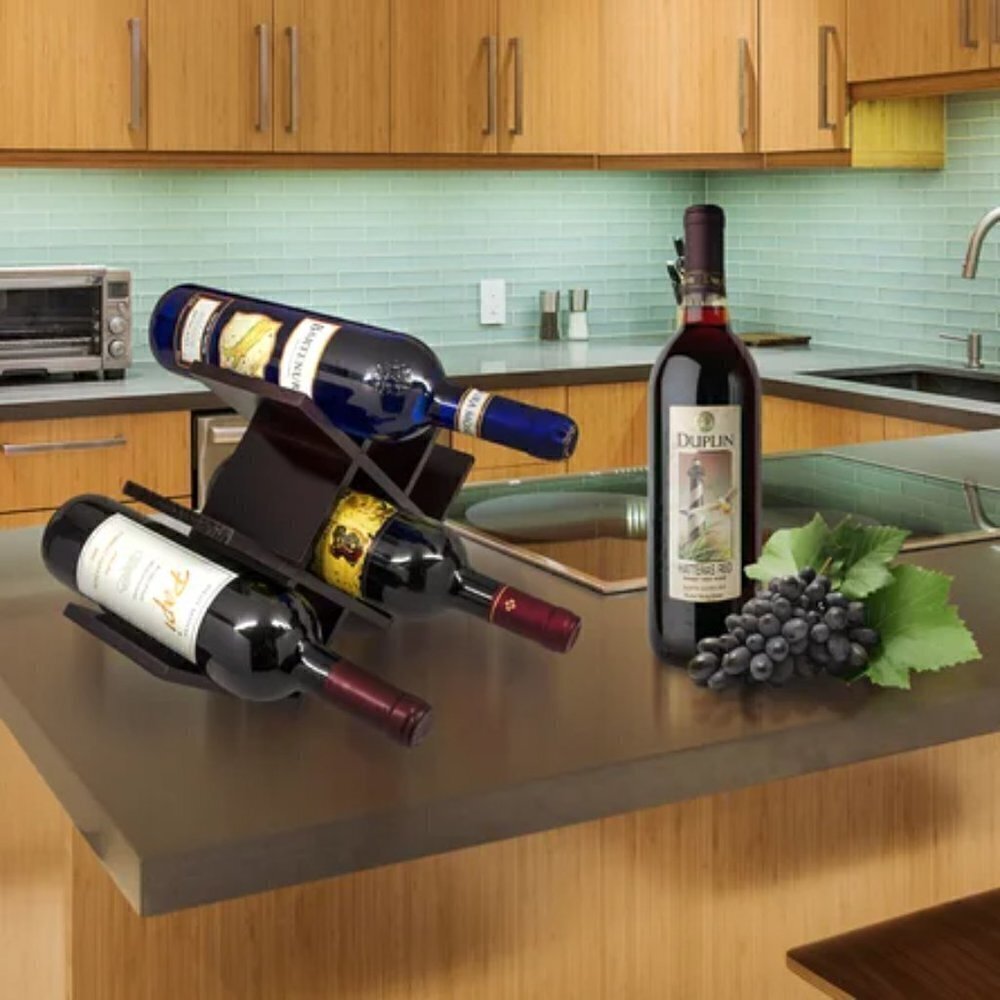 Sorbus Solid Wood Tabletop Wine Bottle Rack in Brown #2476